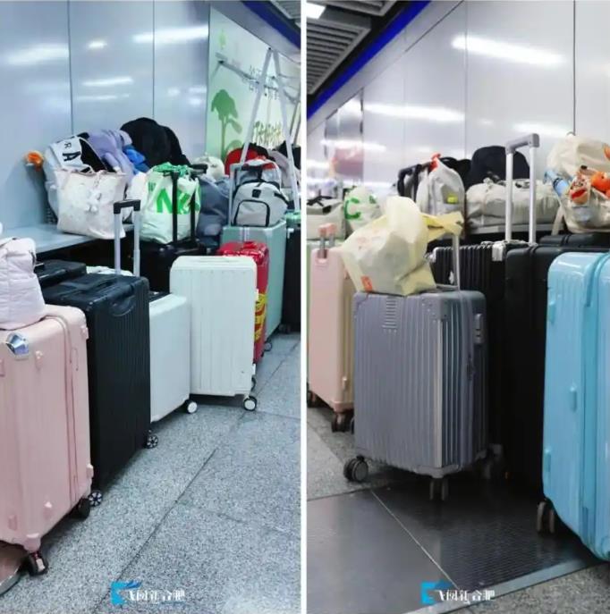 合肥多个地铁站“行李箱墙”火了